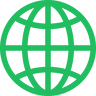 Icon representing global accessibility with Skimming AI, available in multiple languages.
